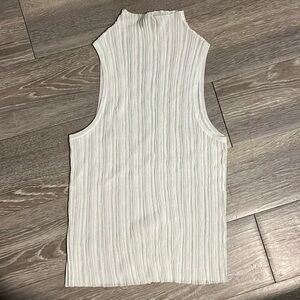 Anine Bing White Pleated High-Neck Sleeveless Top